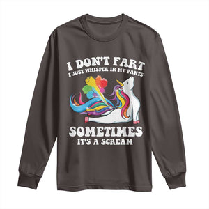 Funny I Don't Fart I Whisper In My Pants Long Sleeve Shirt TS09 Dark Chocolate Print Your Wear
