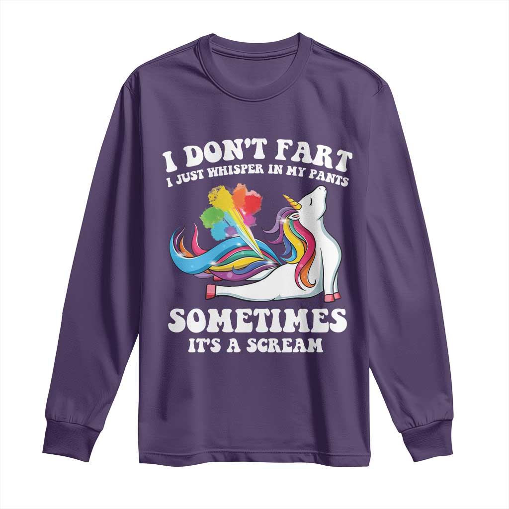Funny I Don't Fart I Whisper In My Pants Long Sleeve Shirt TS09 Purple Print Your Wear