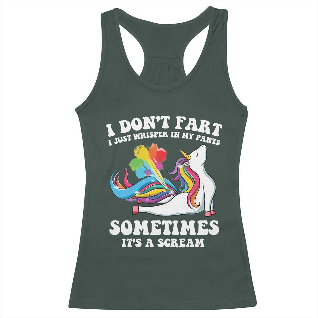 Funny I Don't Fart I Whisper In My Pants Racerback Tank Top TS09 Dark Forest Green Print Your Wear