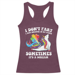 Funny I Don't Fart I Whisper In My Pants Racerback Tank Top TS09 Maroon Print Your Wear