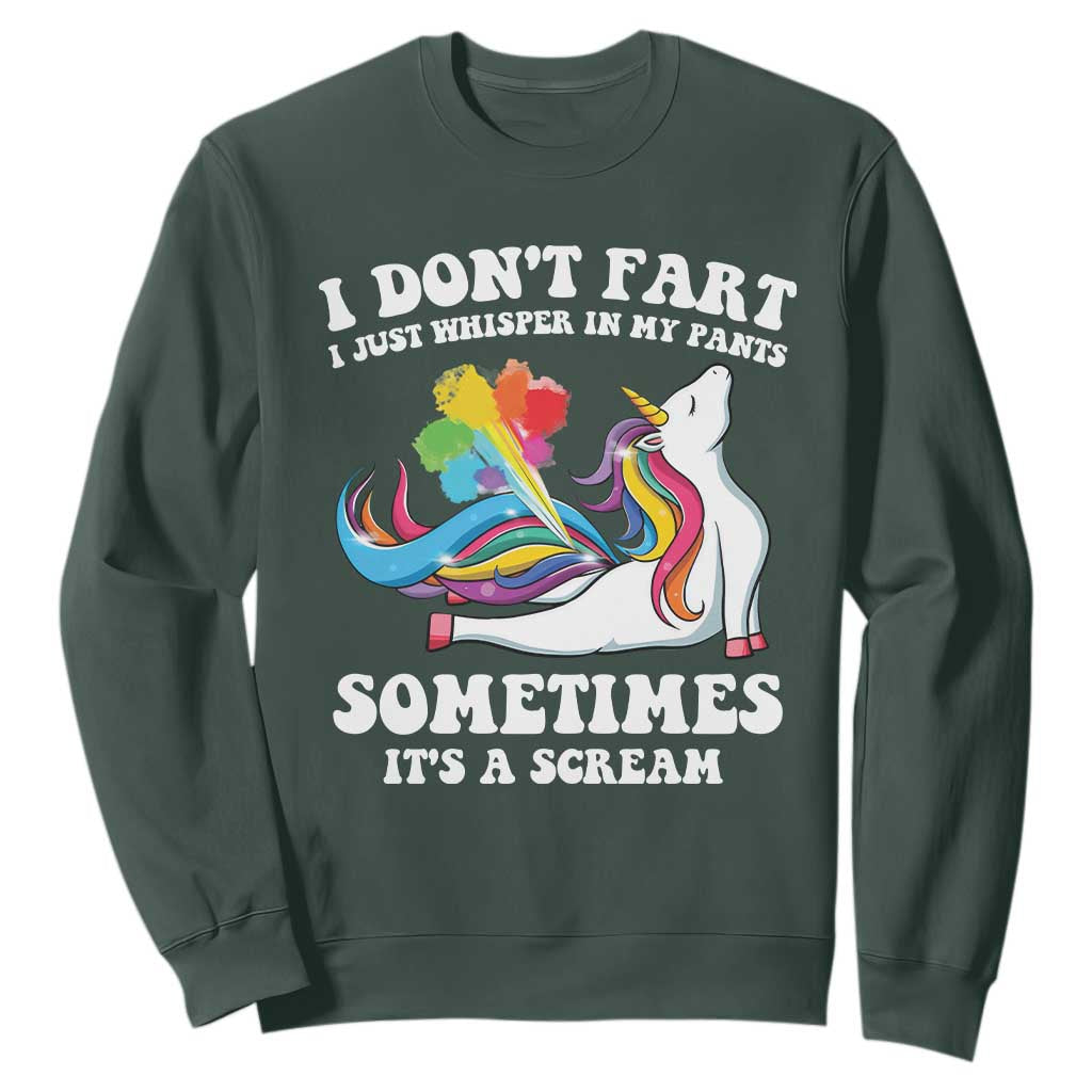 Funny I Don't Fart I Whisper In My Pants Sweatshirt TS09 Dark Forest Green Print Your Wear