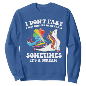 Funny I Don't Fart I Whisper In My Pants Sweatshirt TS09 Royal Blue Print Your Wear