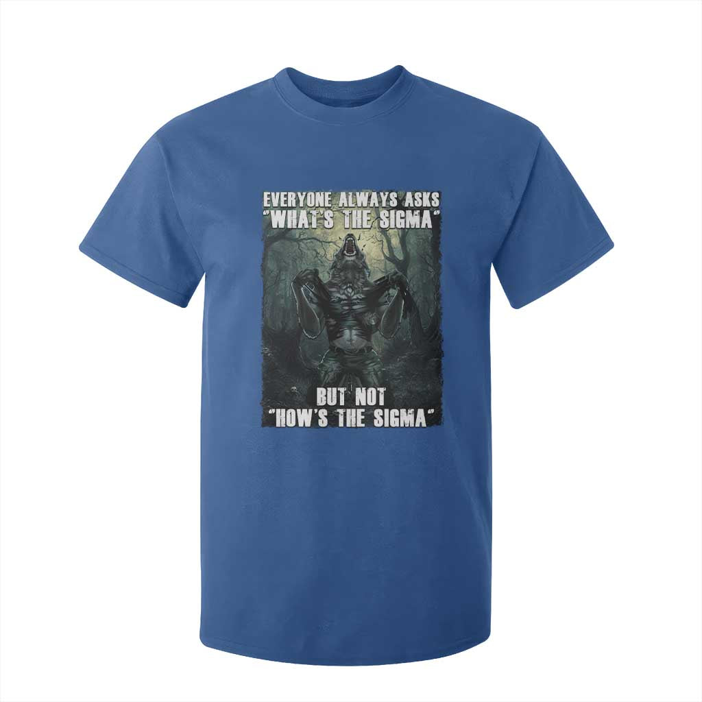 Funny Meme Wolf Alpha T Shirt For Kid Everyone Always Asks What's The Sigma But Not How's The Sigma TS09 Royal Blue Print Your Wear