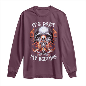 Funny Skeleton Meme Long Sleeve Shirt It's Past My Bedtime TS09 Maroon Print Your Wear