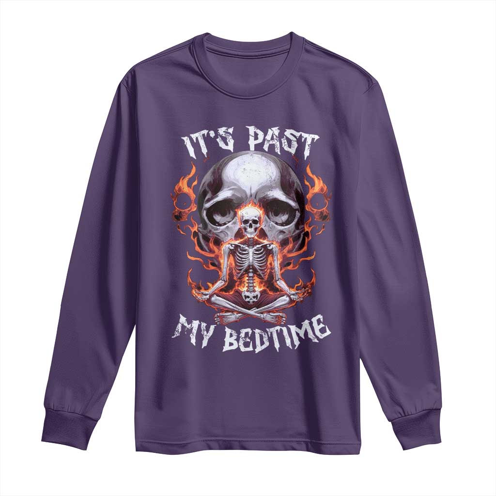 Funny Skeleton Meme Long Sleeve Shirt It's Past My Bedtime TS09 Purple Print Your Wear