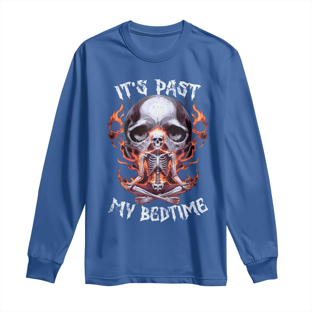 Funny Skeleton Meme Long Sleeve Shirt It's Past My Bedtime TS09 Royal Blue Print Your Wear