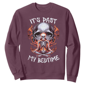 Funny Skeleton Meme Sweatshirt It's Past My Bedtime TS09 Maroon Print Your Wear