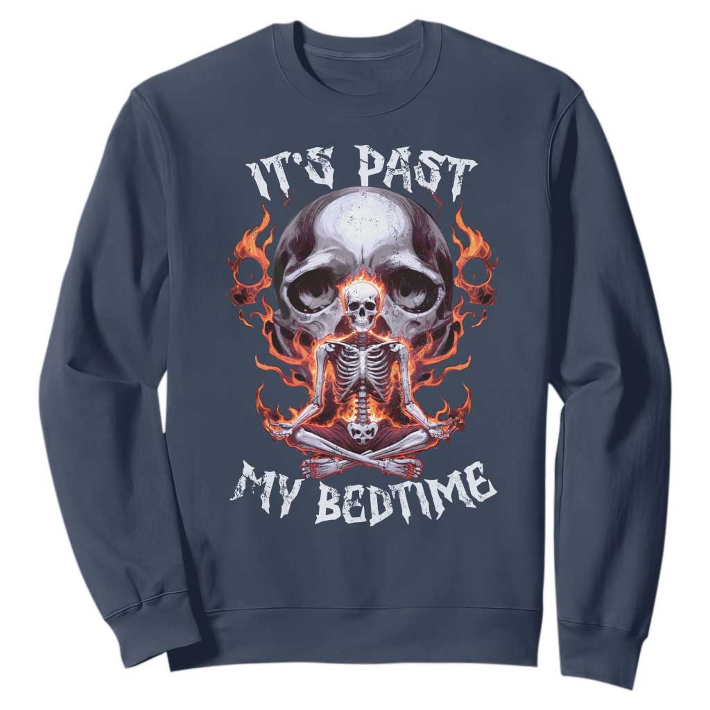 Funny Skeleton Meme Sweatshirt It's Past My Bedtime TS09 Navy Print Your Wear