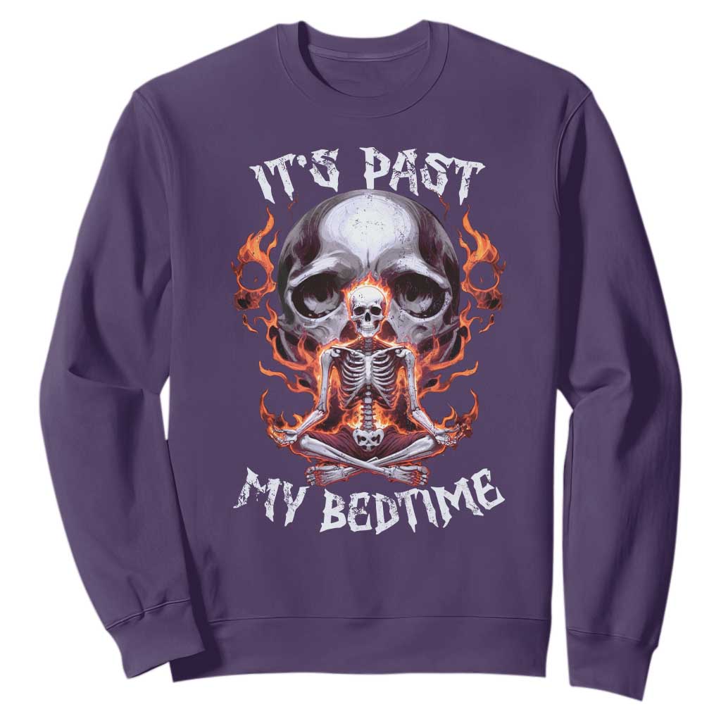 Funny Skeleton Meme Sweatshirt It's Past My Bedtime TS09 Purple Print Your Wear