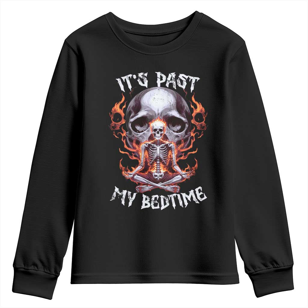 Funny Skeleton Meme Youth Sweatshirt It's Past My Bedtime TS09 Black Print Your Wear