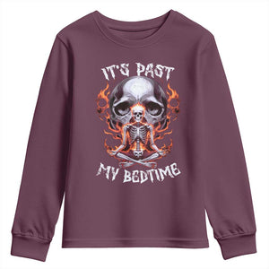 Funny Skeleton Meme Youth Sweatshirt It's Past My Bedtime TS09 Maroon Print Your Wear