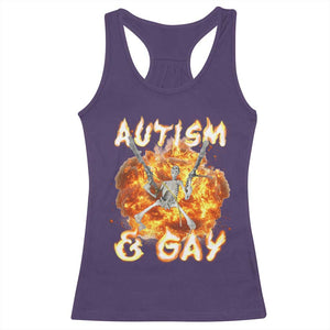 Funny Skeleton Meme Racerback Tank Top Autistic and Gay TS09 Purple Print Your Wear