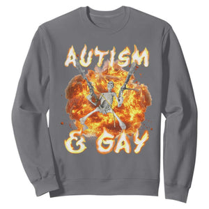 Funny Skeleton Meme Sweatshirt Autistic and Gay TS09 Charcoal Print Your Wear