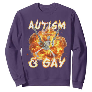 Funny Skeleton Meme Sweatshirt Autistic and Gay TS09 Purple Print Your Wear