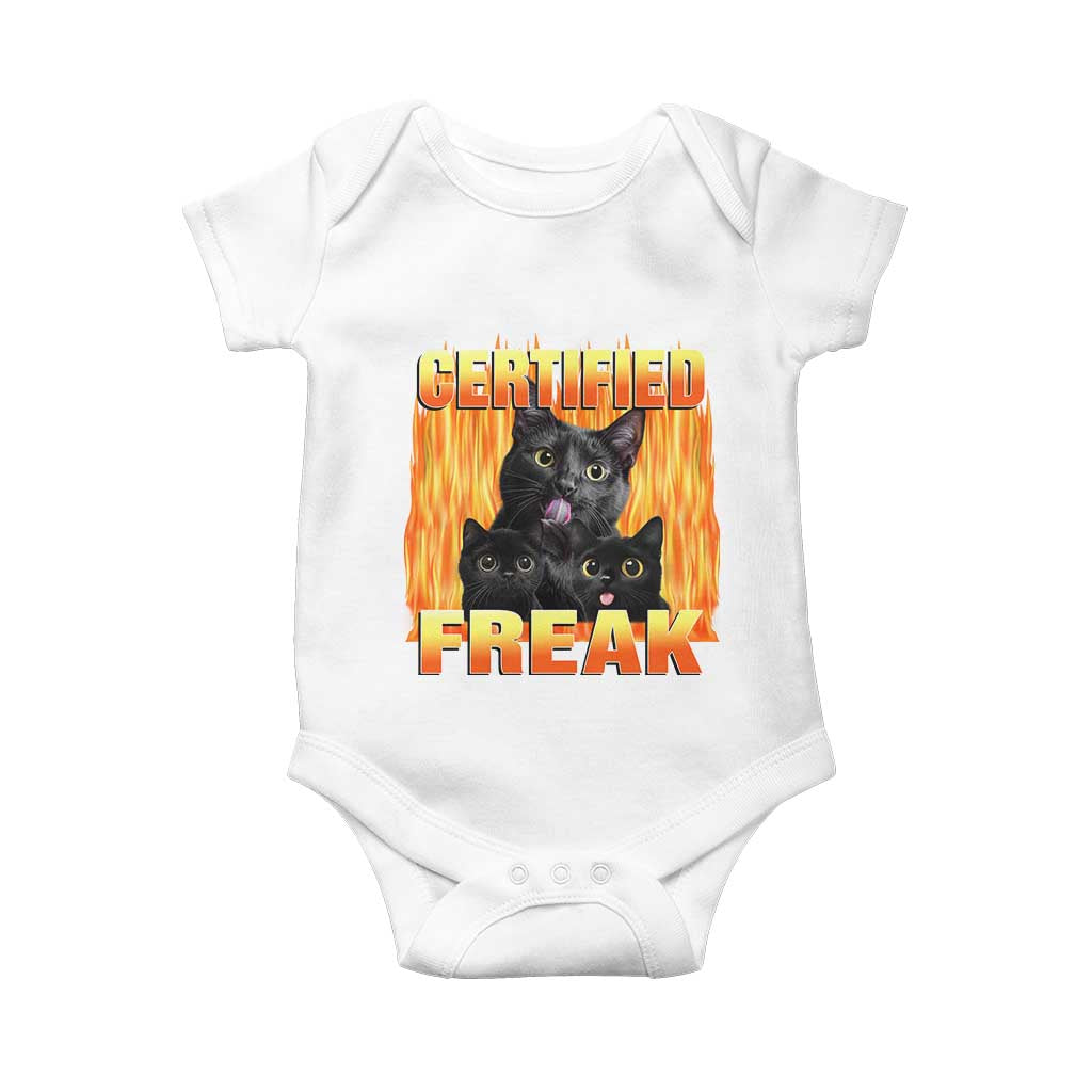 Funny Cat Meme Baby Onesie Certified Freak TS09 White Print Your Wear