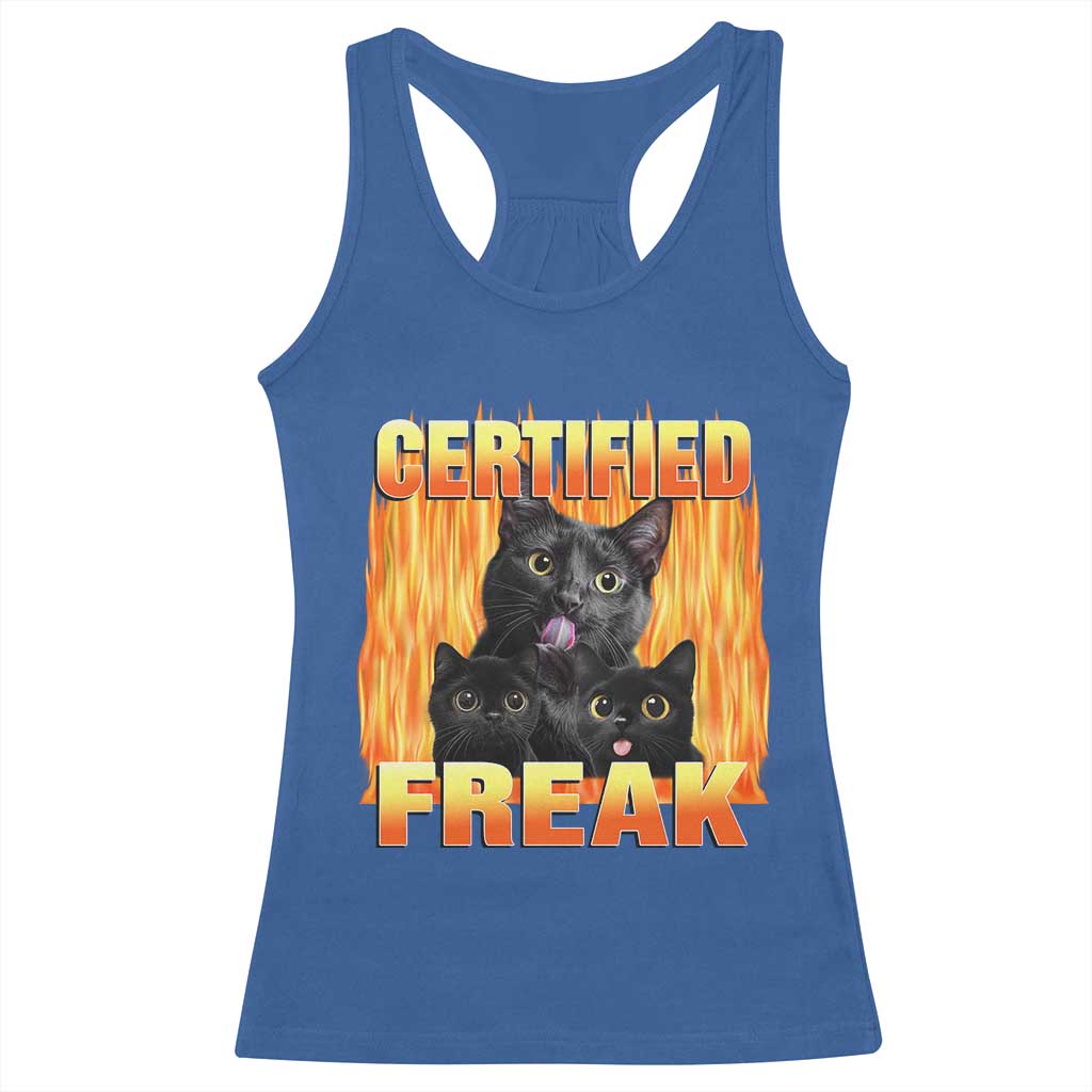 Funny Cat Meme Racerback Tank Top Certified Freak TS09 Royal Blue Print Your Wear