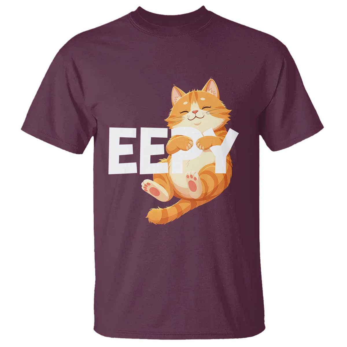 Funny Cat Meme T Shirt Eepy Cat Silly Sleepy Cat TS09 Maroon Print Your Wear