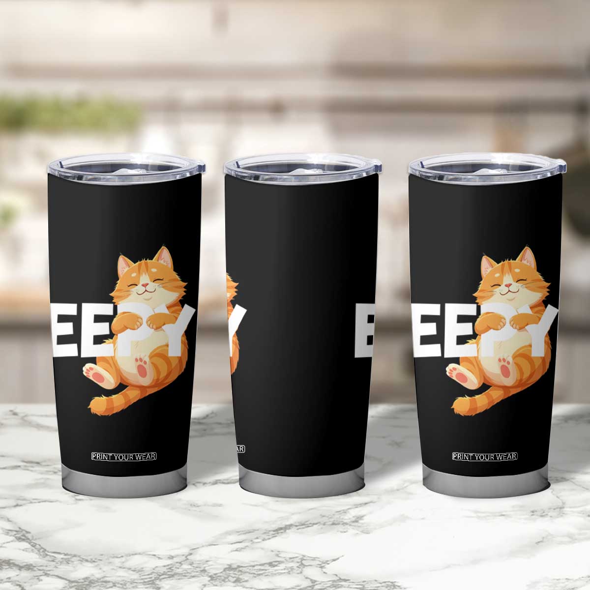 Funny Cat Meme Tumbler Cup Eepy Cat Silly Sleepy Cat TS09 Print Your Wear