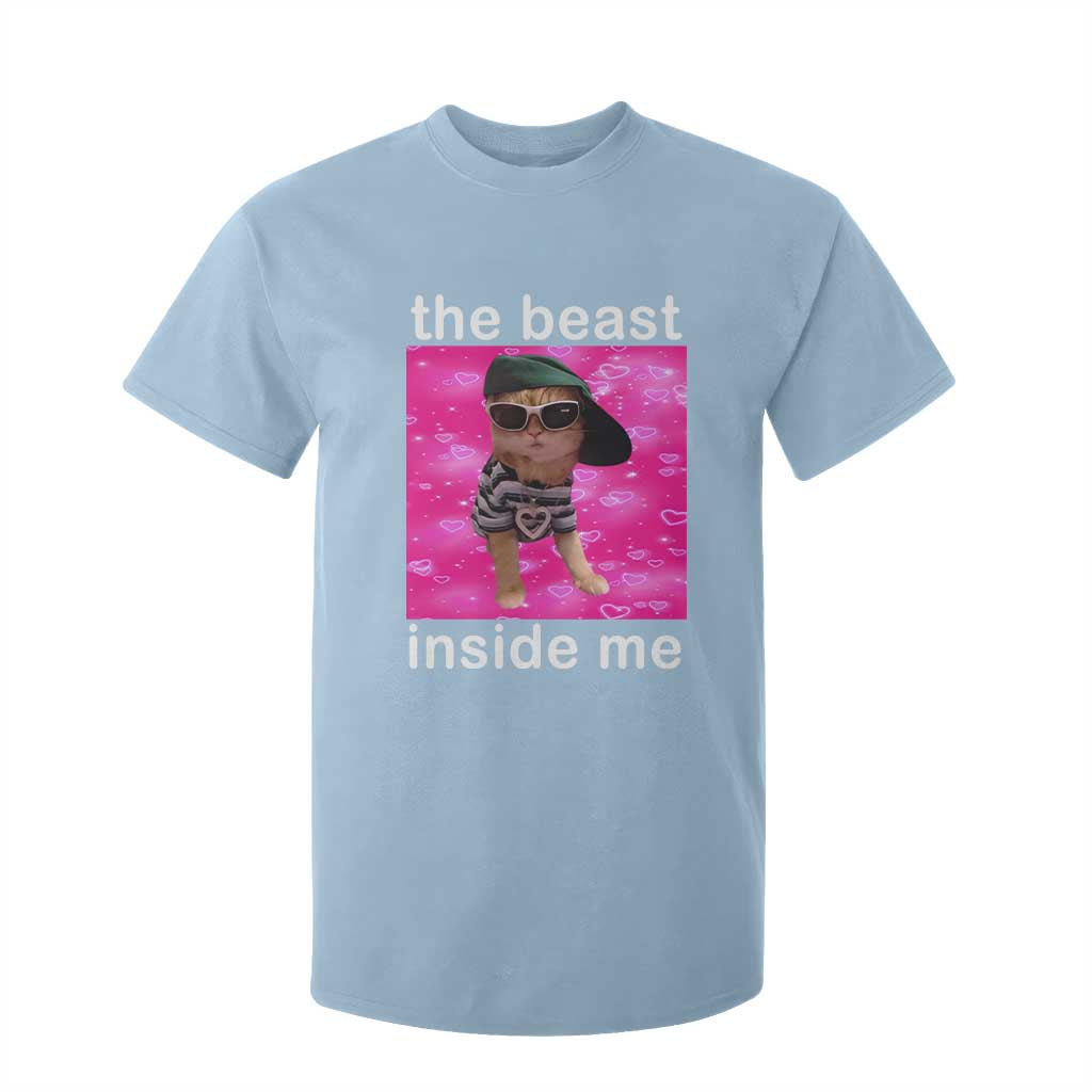 Funny Cat Meme T Shirt For Kid The Beast Inside Me TS09 Light Blue Print Your Wear