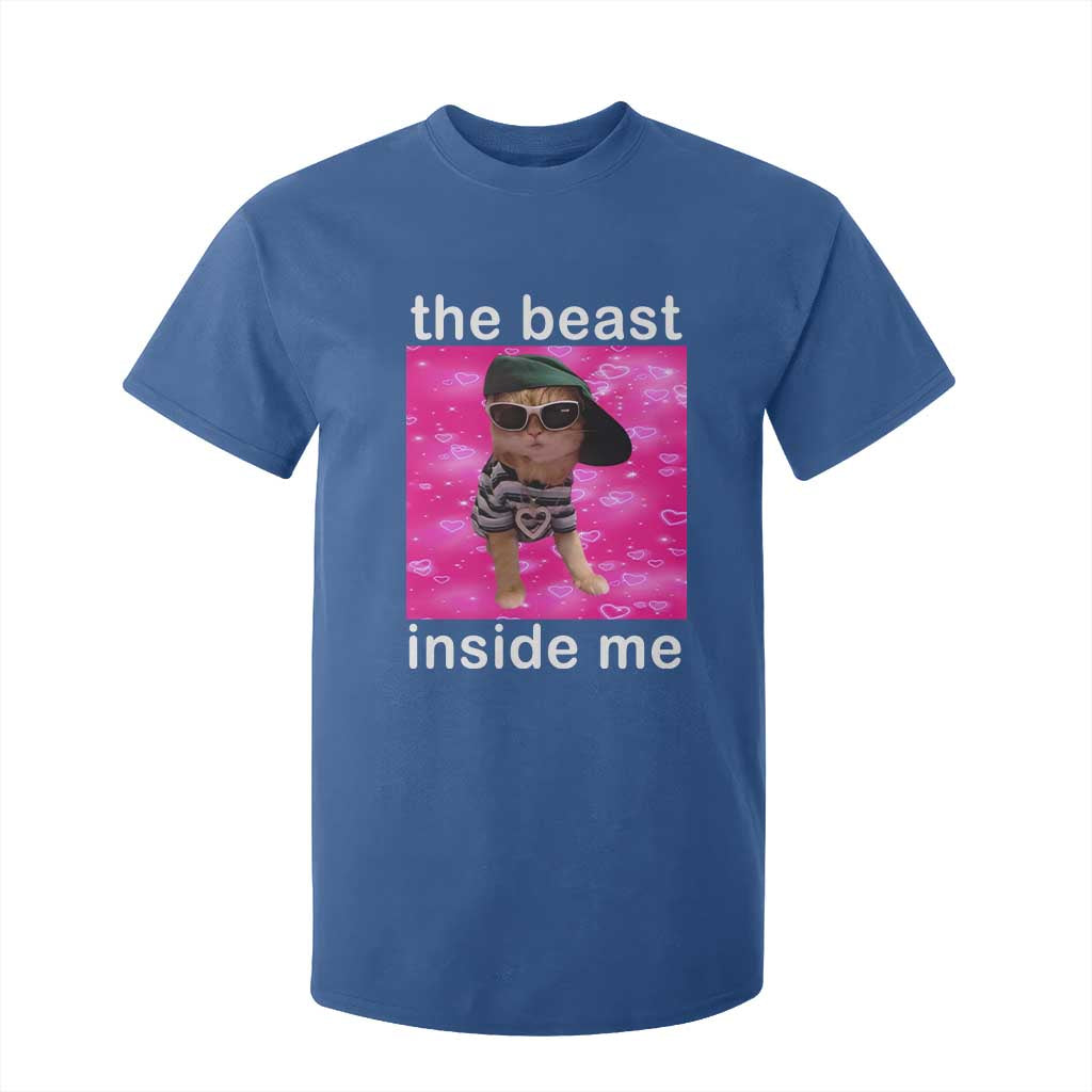 Funny Cat Meme T Shirt For Kid The Beast Inside Me TS09 Royal Blue Print Your Wear