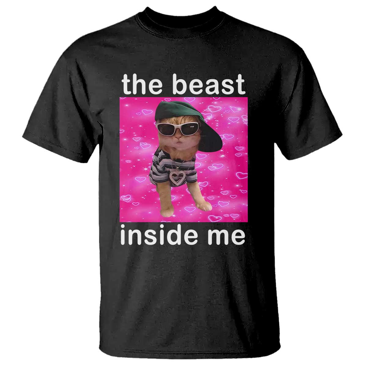 Funny Cat Meme T Shirt The Beast Inside Me TS09 Black Print Your Wear