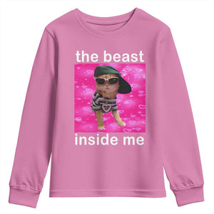 Funny Cat Meme Youth Sweatshirt The Beast Inside Me TS09 Azalea Print Your Wear