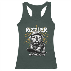 Funny Meme Rizzler Dog Racerback Tank Top TS09 Dark Forest Green Print Your Wear
