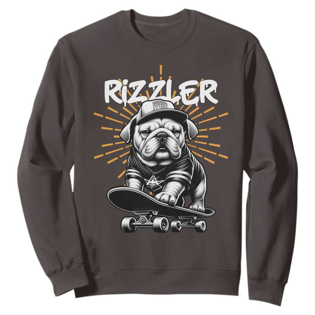 Funny Meme Rizzler Dog Sweatshirt TS09 Dark Chocolate Print Your Wear
