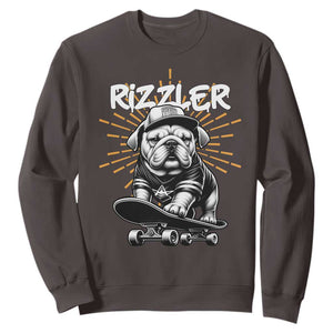 Funny Meme Rizzler Dog Sweatshirt TS09 Dark Chocolate Print Your Wear
