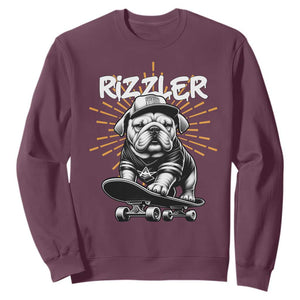 Funny Meme Rizzler Dog Sweatshirt TS09 Maroon Print Your Wear