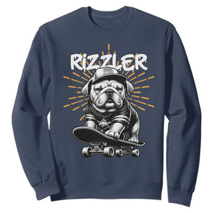 Funny Meme Rizzler Dog Sweatshirt TS09 Navy Print Your Wear