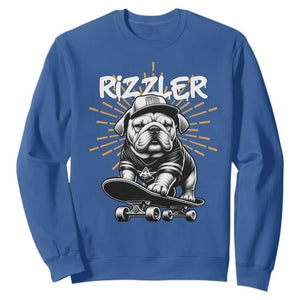 Funny Meme Rizzler Dog Sweatshirt TS09 Royal Blue Print Your Wear