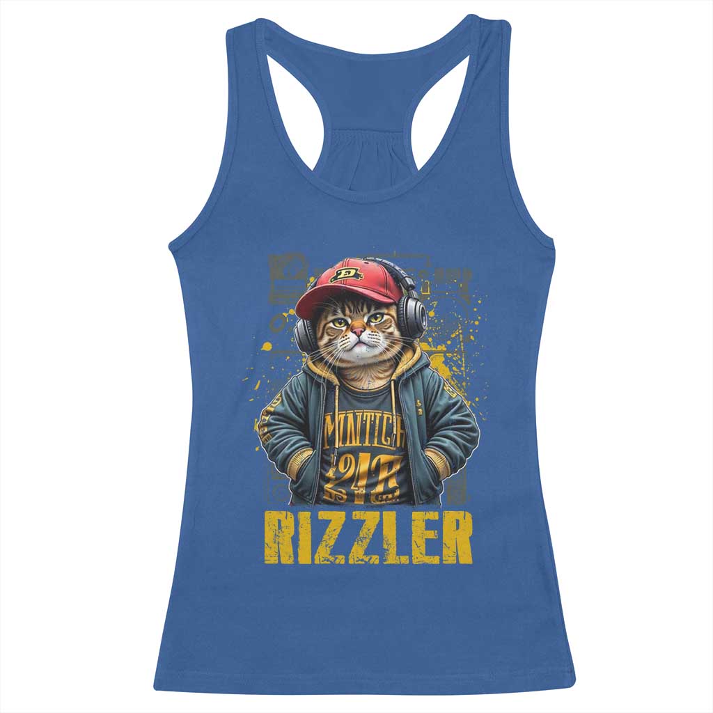 Funny Meme Rizzler Cat Racerback Tank Top TS09 Royal Blue Print Your Wear