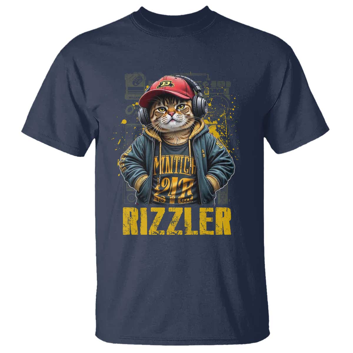 Funny Meme Rizzler Cat T Shirt TS09 Navy Print Your Wear