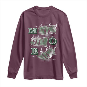 MOB Money Over Everything Long Sleeve Shirt TS09 Maroon Print Your Wear