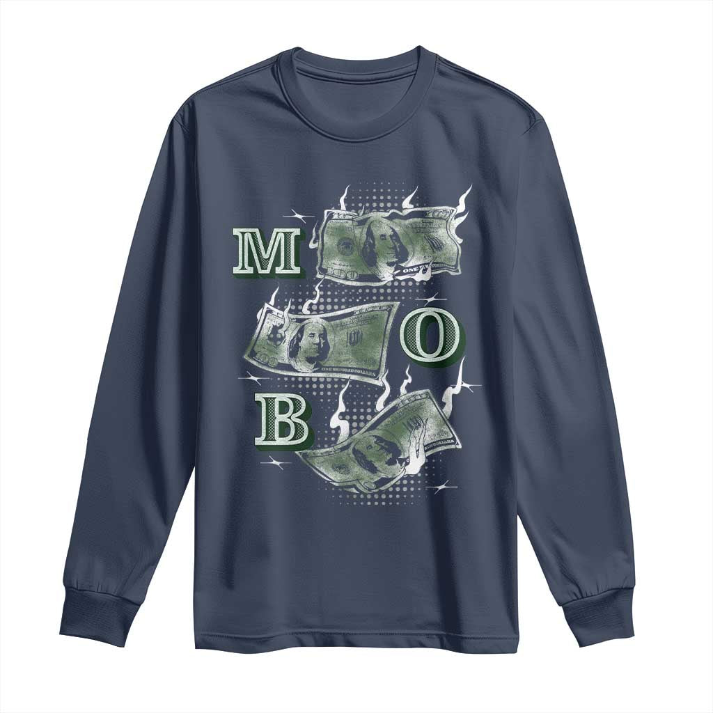 MOB Money Over Everything Long Sleeve Shirt TS09 Navy Print Your Wear