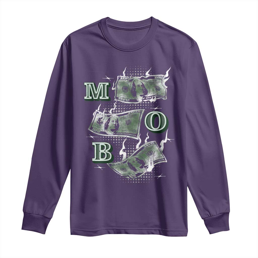 MOB Money Over Everything Long Sleeve Shirt TS09 Purple Print Your Wear