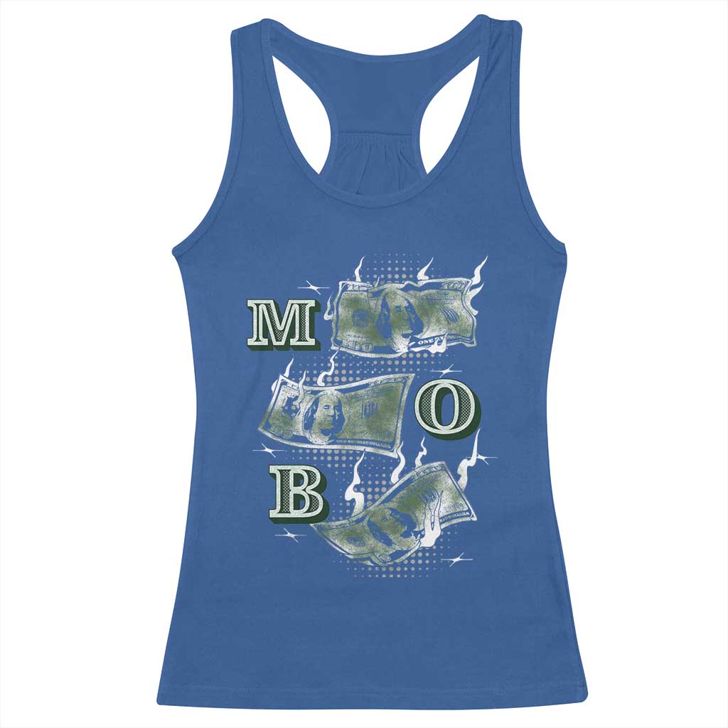MOB Money Over Everything Racerback Tank Top TS09 Royal Blue Print Your Wear