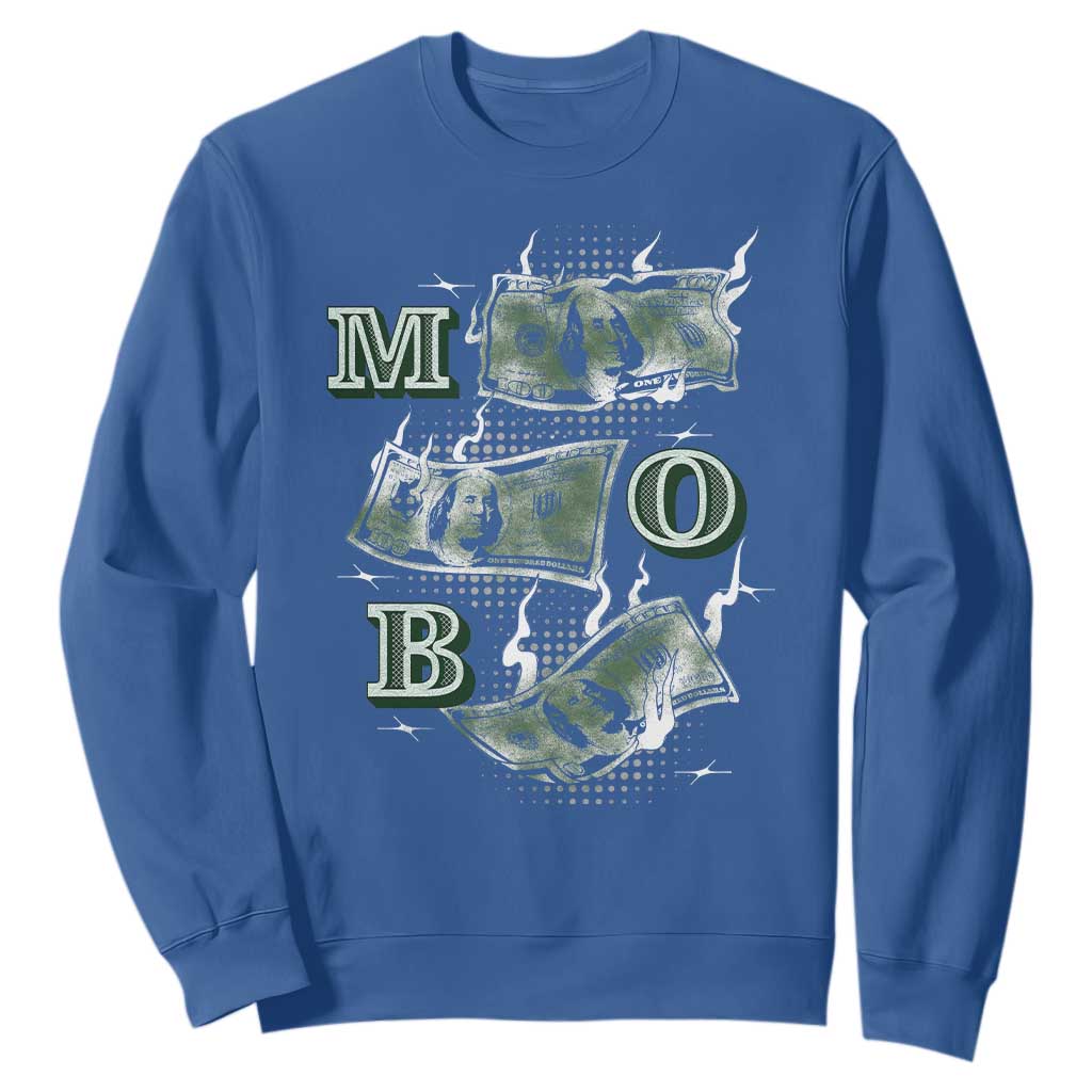 MOB Money Over Everything Sweatshirt TS09 Royal Blue Print Your Wear