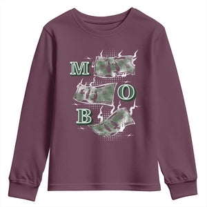 MOB Money Over Everything Youth Sweatshirt TS09 Maroon Print Your Wear