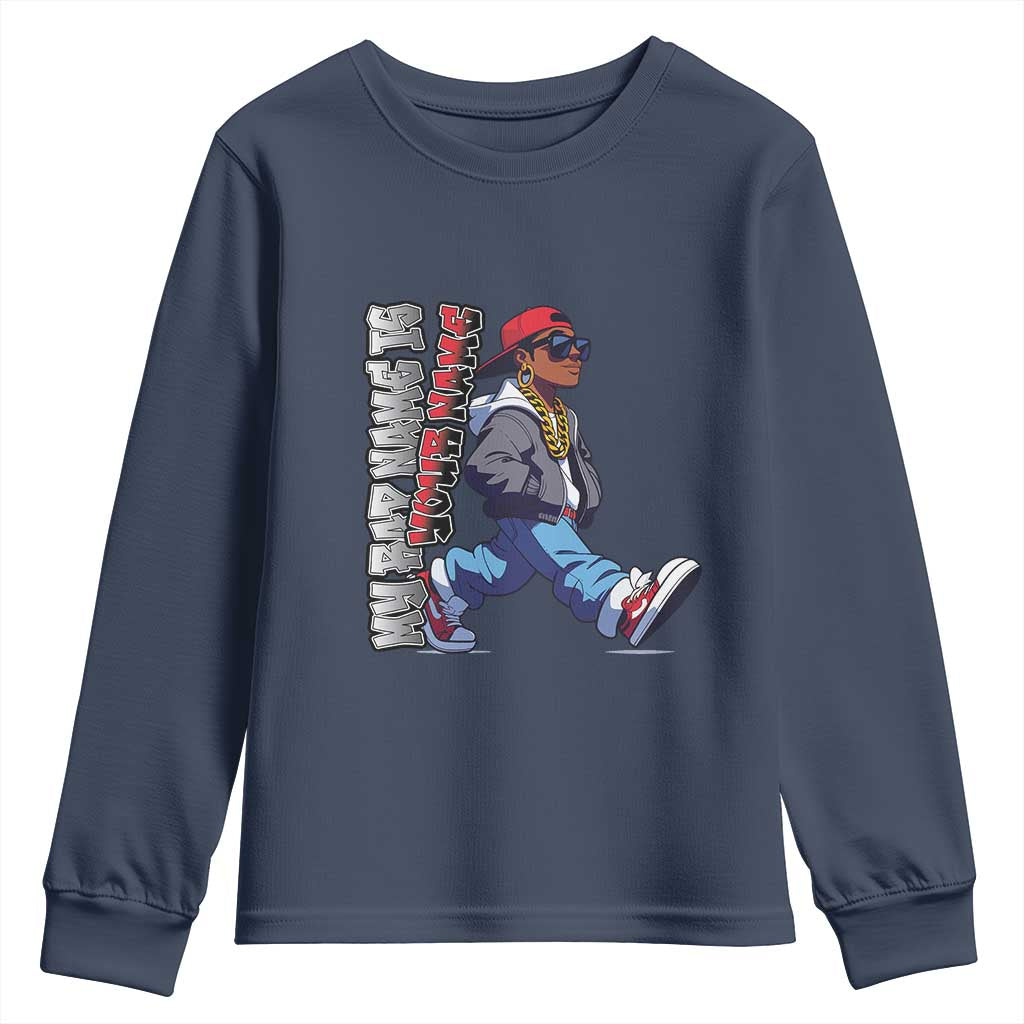 Personalized Hip Hop Rapper Youth Sweatshirt Custom Name My Rap Name Is TS09 Navy Print Your Wear