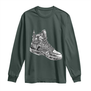 Sneaker Lover Long Sleeve Shirt Graphic New York Travel SNKR TS09 Dark Forest Green Print Your Wear