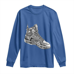 Sneaker Lover Long Sleeve Shirt Graphic New York Travel SNKR TS09 Royal Blue Print Your Wear