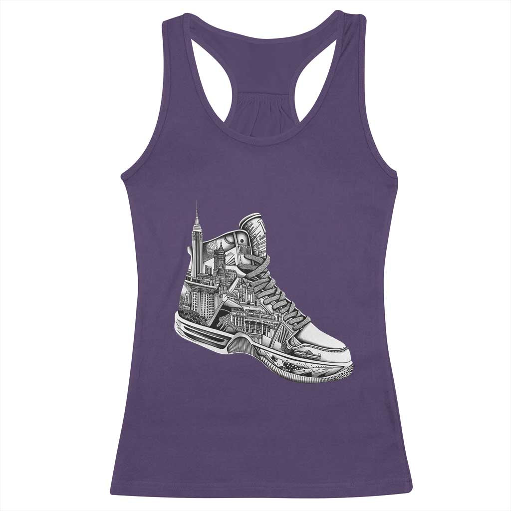 Sneaker Lover Racerback Tank Top Graphic New York Travel SNKR TS09 Purple Print Your Wear