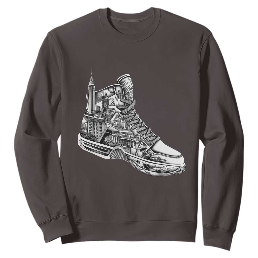 Sneaker Lover Sweatshirt Graphic New York Travel SNKR TS09 Dark Chocolate Print Your Wear