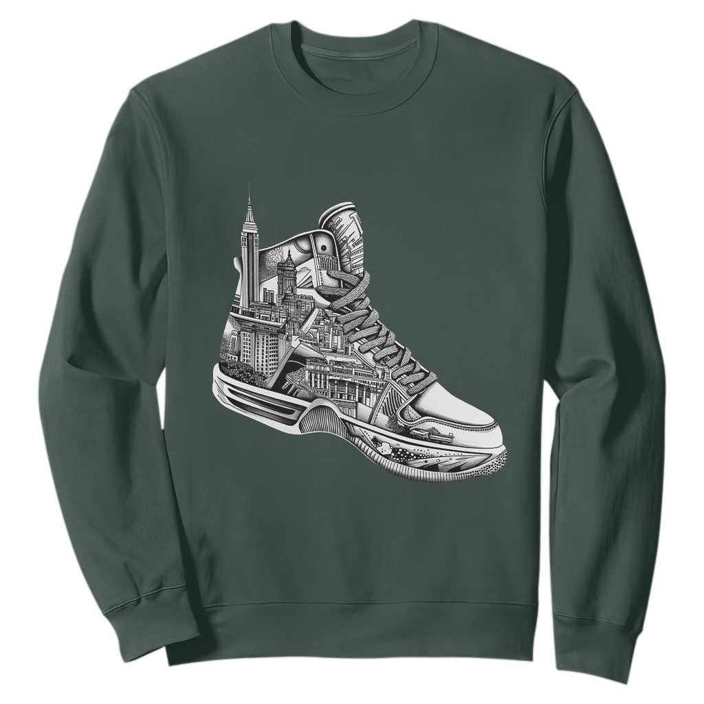 Sneaker Lover Sweatshirt Graphic New York Travel SNKR TS09 Dark Forest Green Print Your Wear