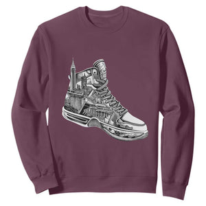 Sneaker Lover Sweatshirt Graphic New York Travel SNKR TS09 Maroon Print Your Wear