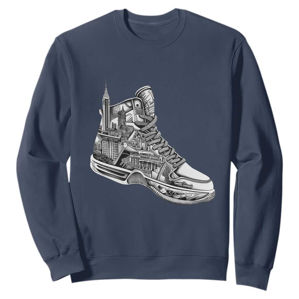 Sneaker Lover Sweatshirt Graphic New York Travel SNKR TS09 Navy Print Your Wear