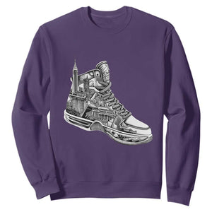 Sneaker Lover Sweatshirt Graphic New York Travel SNKR TS09 Purple Print Your Wear