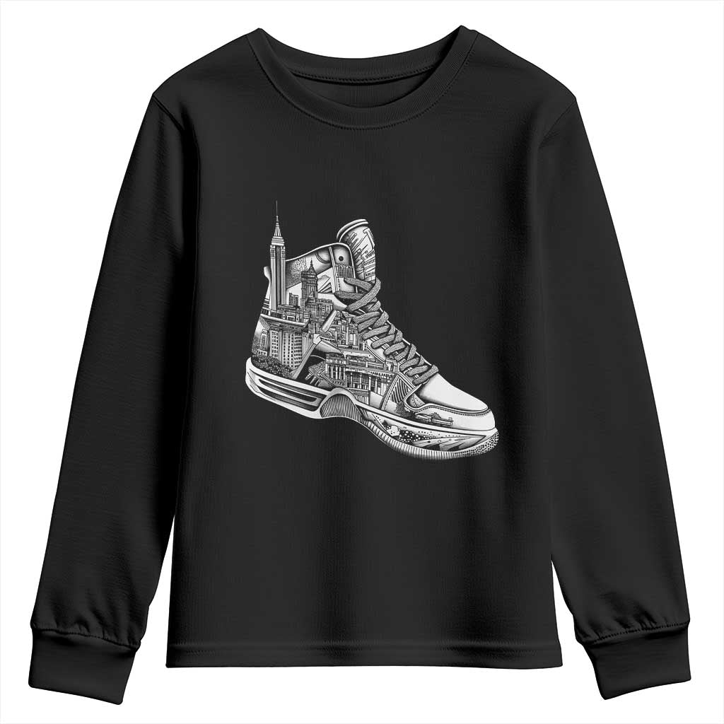 Sneaker Lover Youth Sweatshirt Graphic New York Travel SNKR TS09 Black Print Your Wear